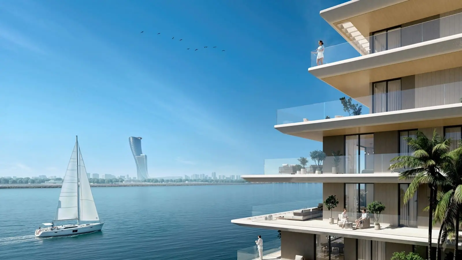 Bashayer by Modon Properties waterfront villas exterior view on Hudayriyat Island, Abu Dhabi luxury coastal community facade