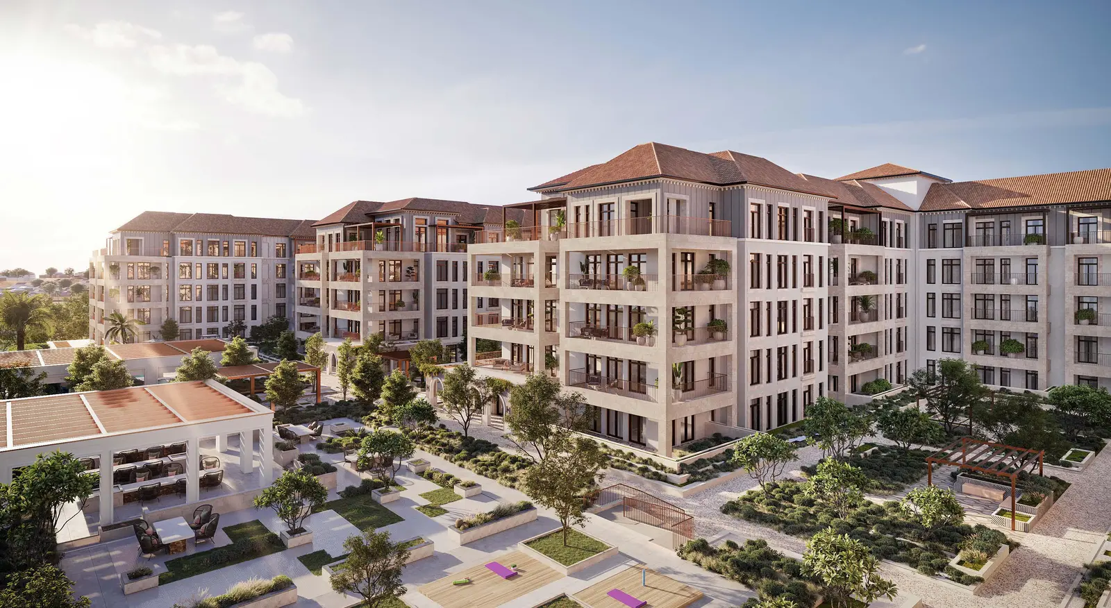 Park-facing terraces at Nawayef Park Views Hudayriyat Island, Abu Dhabi
