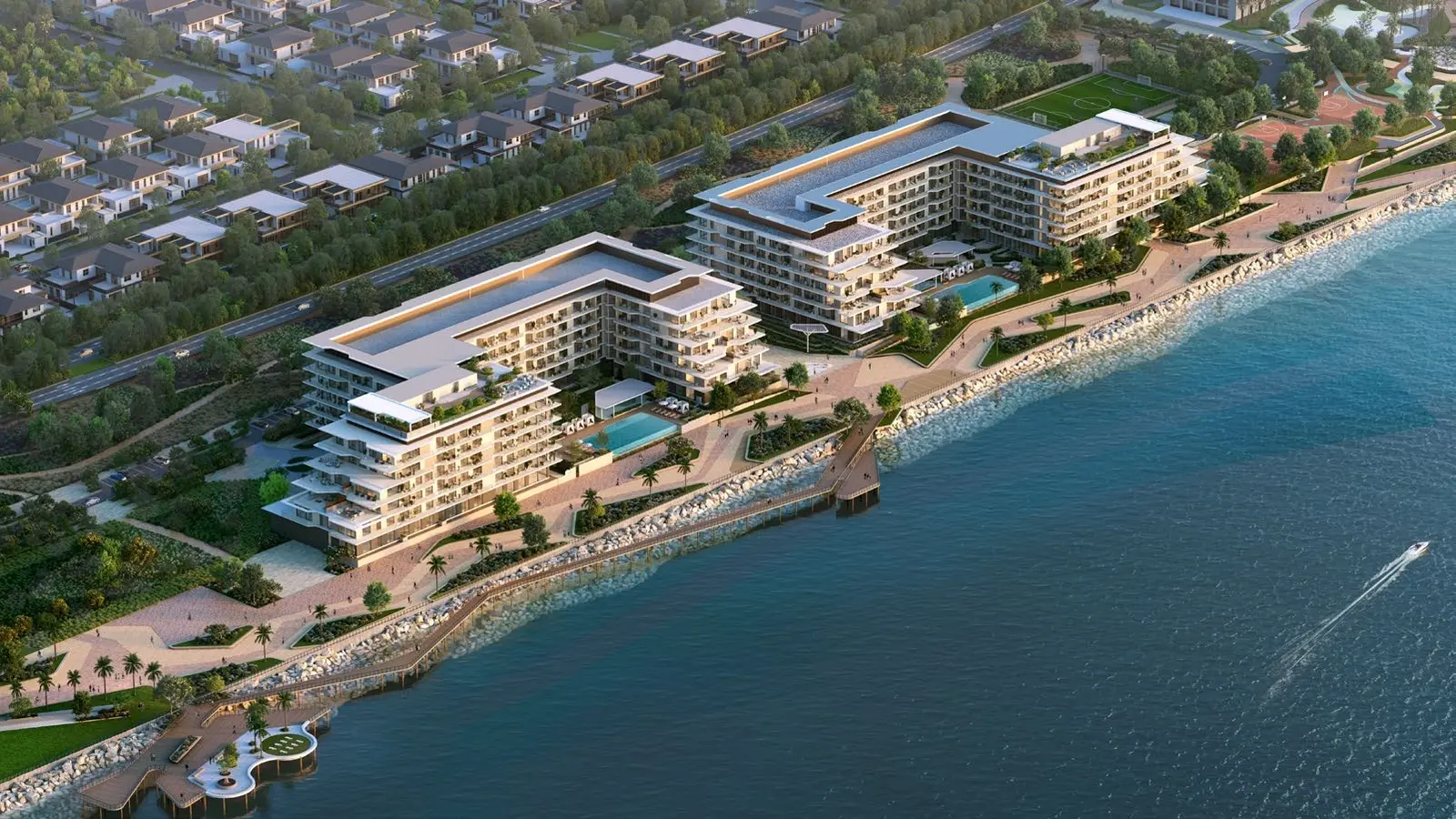 Wide-angle view of Bashayer Residences waterfront apartments highlighting premium real estate and sophisticated lifestyle.jpg