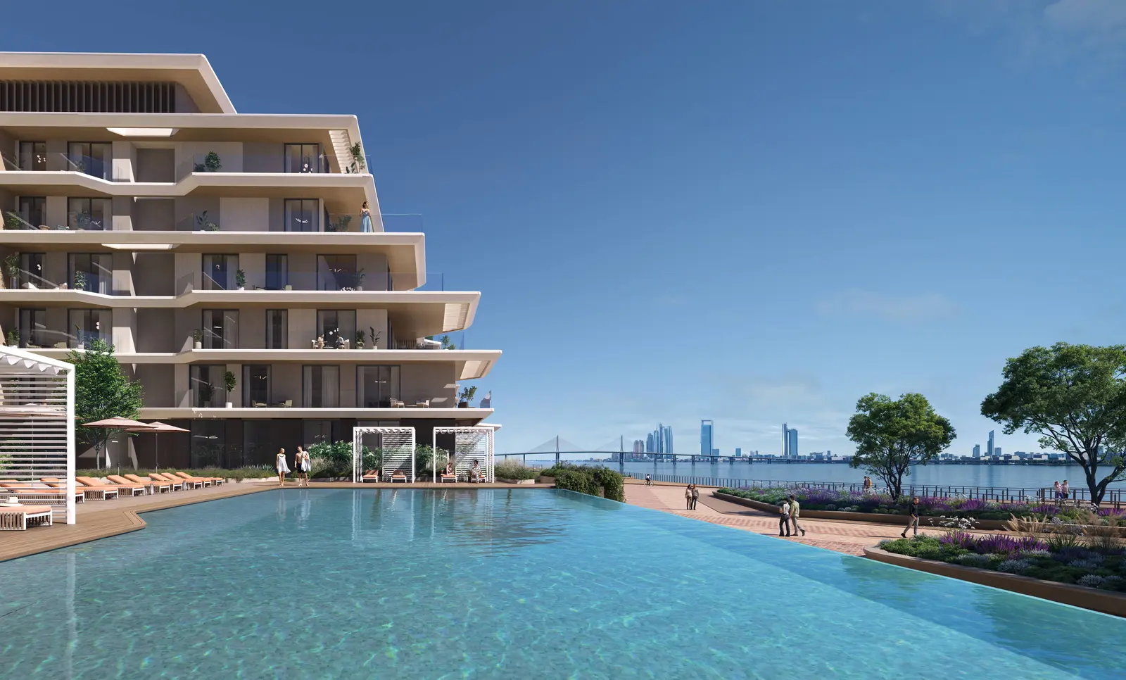 Bashayer Residences Hudayriyat Island exterior showcasing modern waterfront architecture with elegant façades and serene coastal surroundings..jpg