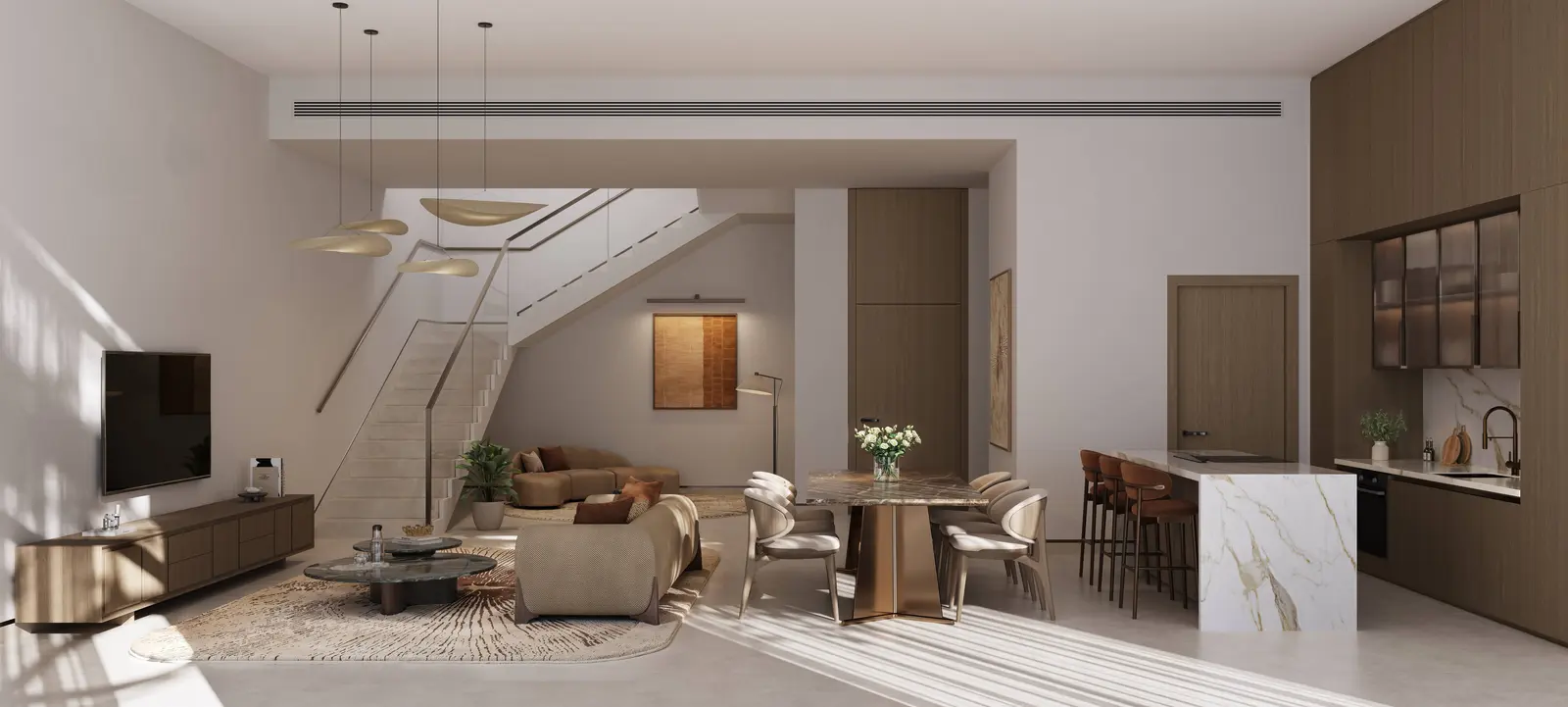 Bashayer Residences Hudayriyat Island living room featuring open-plan layout, floor‑to‑ceiling windows, and bright contemporary interiors (1).jpg