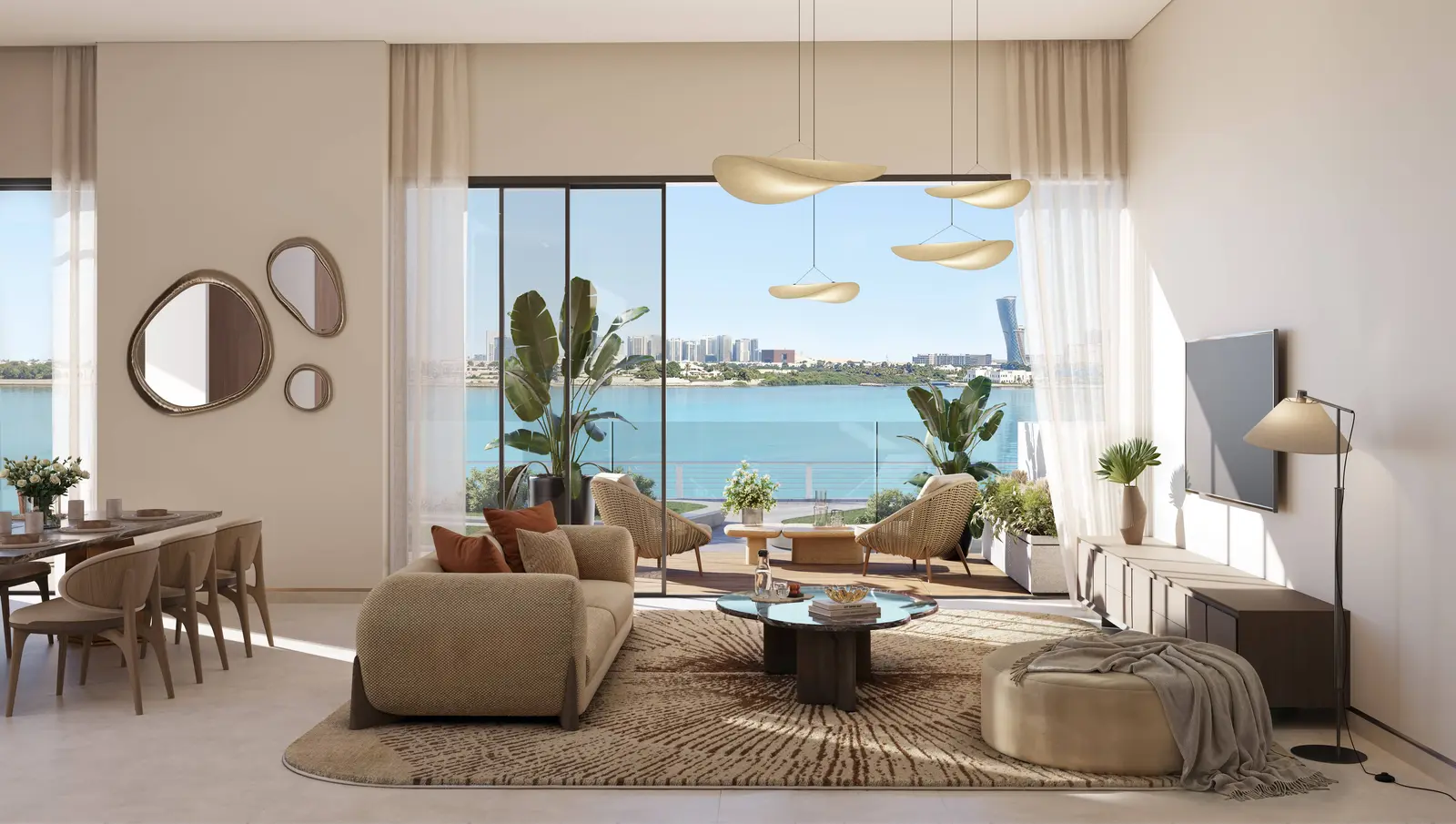 Bashayer Residences Hudayriyat Island living room featuring open-plan layout, floor‑to‑ceiling windows, and bright contemporary interiors (5).jpg
